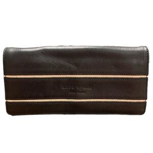 Kate Spade pebbled leather wallet in black & beige pocket back snap close WLT 2